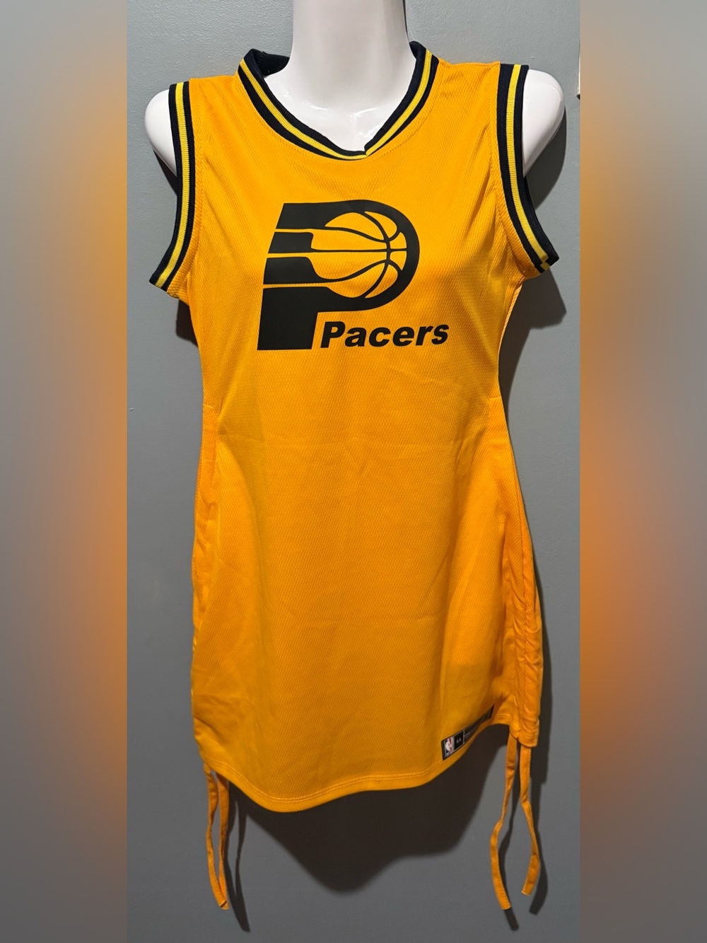 NWT Nike NBA Indiana Pacers Reggie Miller Ruched Jersey Mini Dress Tag Sz 44 M